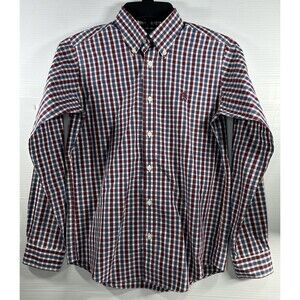 Brooks Brothers Fleece Boy’s Non-Iron Shirt Blue Red Button Down Long Sleeve Med